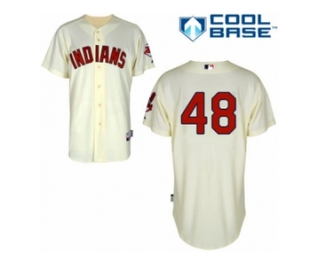 Men's Majestic Cleveland Indians #48 Tommy Hunter Replica Cream Alternate 2 Cool Base MLB Jersey