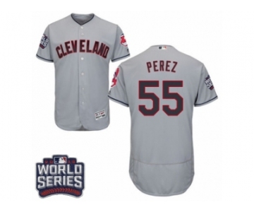 Men's Majestic Cleveland Indians #55 Roberto Perez Grey 2016 World Series Bound Flexbase Authentic Collection MLB Jersey