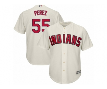 Men's Majestic Cleveland Indians #55 Roberto Perez Replica Cream Alternate 2 Cool Base MLB Jersey