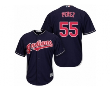Men's Majestic Cleveland Indians #55 Roberto Perez Replica Navy Blue Alternate 1 Cool Base MLB Jersey