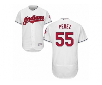 Men's Majestic Cleveland Indians #55 Roberto Perez White Flexbase Authentic Collection MLB Jersey