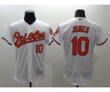 Men Baltimore Orioles #10 Adam Jones Majestic White Flexbase Authentic Collection Player Jersey