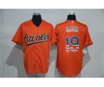 Men Baltimore Orioles #19 Chris Davis Orange USA Flag Fashion MLB Jersey
