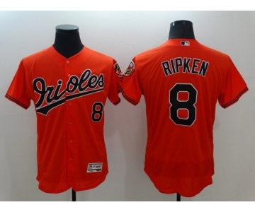 Men Baltimore Orioles #8 Cal Ripken Majestic Orange Flexbase Authentic Collection Player Jersey