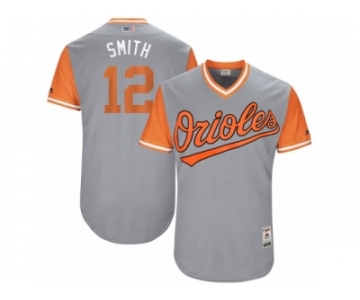 Men's 2017 Little League World Series Orioles #12 Seth Smith Smith Gray Jersey