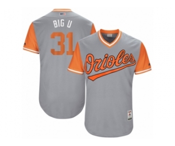 Men's 2017 Little League World Series Orioles Ubaldo Jimenez #31 Big U Gray Jersey