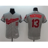 Men's Baltimore Orioles #13 Hanley Ramirez Majestic Gray Fashion Stars & Stripes Flex Base Player Jersey