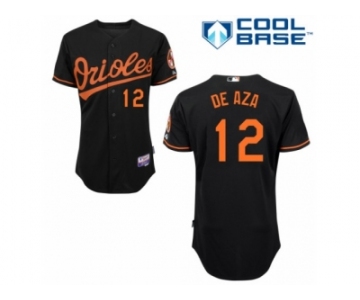 Men's Majestic Baltimore Orioles #12 Alejandro De Aza Replica Black Alternate Cool Base MLB Jersey