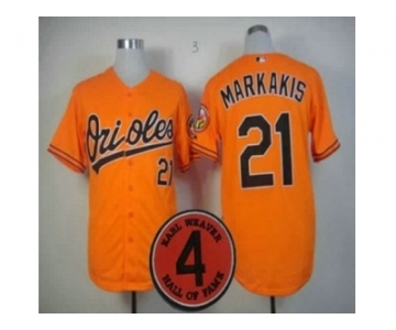 mlb jerseys baltimore orioles #21 markakis orange[4 hall of fame patch]