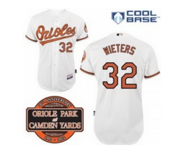 mlb jerseys baltimore orioles #32 wieters white cool base[20th anniversary patch]