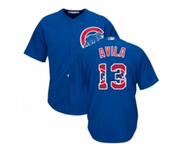 Chicago Cubs #13 Alex Avila Authentic Royal Blue Team Logo Fashion Cool Base MLB Jersey