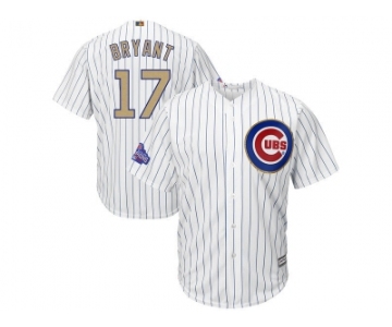Chicago Cubs #17 Kris Bryant White 2017 Gold Program Cool Base Stitched MLB Jersey