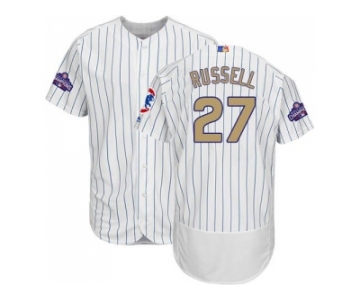 Chicago Cubs #27 Addison Russell White(Blue Strip) Flexbase Authentic 2017 Gold Program Stitched MLB Jerseyy