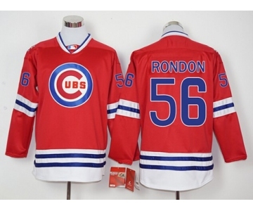 Men Chicago Cubs #56 Hector Rondon Red Long Sleeve Stitched Baseball Jersey