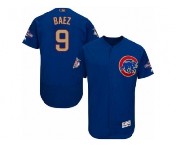 Men Cubs #9 Javier Baez Blue Flexbase Authentic 2017 Gold Program Stitched MLB Jersey