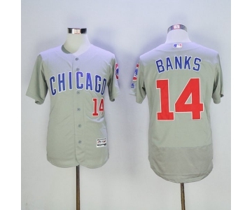 Men's Chicago Cubs #14 Ernie Banks Majestic Gray Flexbase Authentic Collection Player Jersey