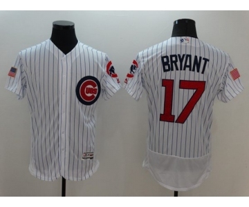 Men's Chicago Cubs #17 Kris Bryant Majestic White Fashion Stars & Stripes Cool Base Player Jersey