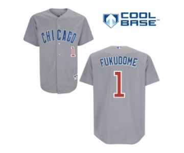 Men's Majestic Chicago Cubs #1 Kosuke Fukudome Replica Grey Road Cool Base MLB Jersey