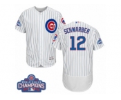 Men's Majestic Chicago Cubs #12 Kyle Schwarber White 2016 World Series Champions Flexbase Authentic Collection MLB Jersey