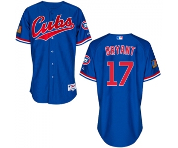 Men's Majestic Chicago Cubs #17 Kris Bryant Authentic Blue 1994 Turn Back The Clock MLB Jersey