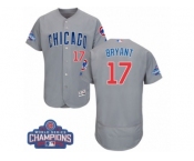Men's Majestic Chicago Cubs #17 Kris Bryant Grey 2016 World Series Champions Flexbase Authentic Collection MLB Jersey