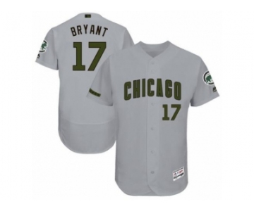 Men's Majestic Chicago Cubs #17 Kris Bryant Grey Memorial Day Authentic Collection Flex Base MLB Jersey