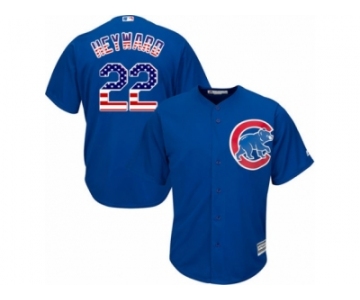 Men's Majestic Chicago Cubs #22 Jason Heyward Authentic Royal Blue USA Flag Fashion MLB Jersey