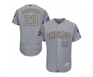 Men's Majestic Chicago Cubs #23 Ryne Sandberg Authentic Gray 2017 Gold Champion Flex Base MLB Jersey