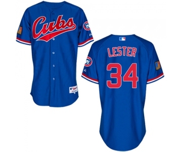 Men's Majestic Chicago Cubs #34 Jon Lester Authentic Blue 1994 Turn Back The Clock MLB Jersey