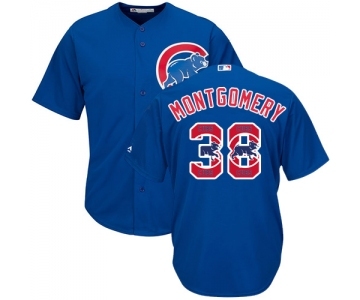 Men's Majestic Chicago Cubs #38 Mike Montgomery Authentic Royal Blue Team Logo Fashion Cool Base MLB Jersey