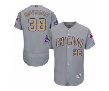 Men's Majestic Chicago Cubs #38 Mike Montgomery Gray 2017 Gold Champion Flexbase Authentic Collection MLB Jerse
