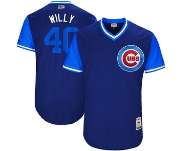 Men's Majestic Chicago Cubs #40 Willson Contreras Willy Authentic Navy Blue 2017 Players Weekend MLB Jersey