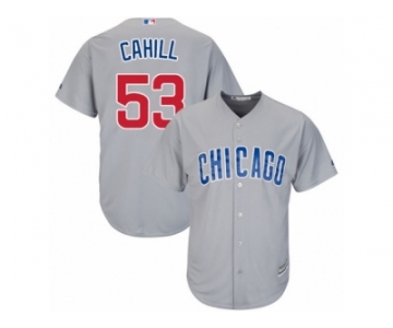 Men's Majestic Chicago Cubs #53 Trevor Cahill Authentic Grey Road Cool Base MLB Jersey