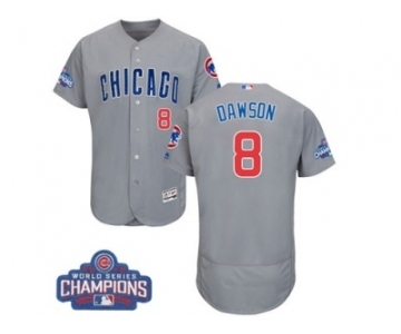 Men's Majestic Chicago Cubs #8 Andre Dawson Grey 2016 World Series Champions Flexbase Authentic Collection MLB Jersey