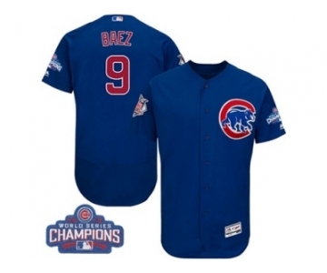 Men's Majestic Chicago Cubs #9 Javier Baez Royal Blue 2016 World Series Champions Flexbase Authentic Collection MLB Jersey