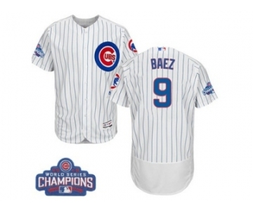 Men's Majestic Chicago Cubs #9 Javier Baez White 2016 World Series Champions Flexbase Authentic Collection MLB Jersey