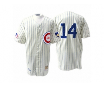 Men's Mitchell and Ness Chicago Cubs #14 Ernie Banks Authentic Cream 1969 Throwback MLB Jersey