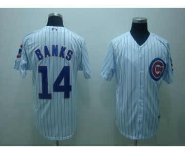 mlb chicago cubs #14 banks white(blue strip)