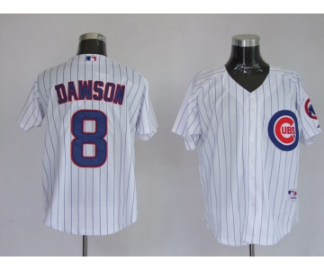mlb chicago cubs dawson #8 m&n white(blue strip)