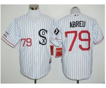 Chicago White Sox #79 Jose Abreu White(Black Strip) Cooperstown Stitched Baseball Jersey