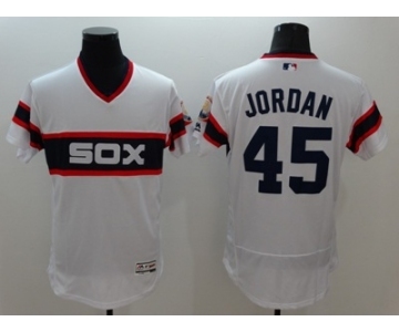 Men Chicago White Sox #45 Jordan Majestic white Flexbase Authentic Collection Player Jersey