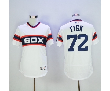 Men Chicago White Sox #72 Carlton Fisk Majestic white Flexbase Authentic Cooperstown Player Jersey