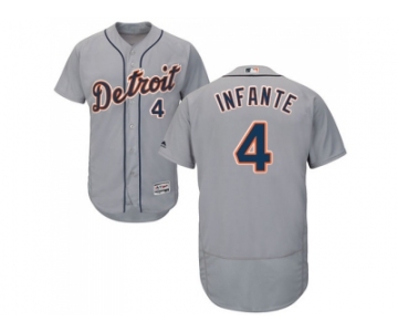 Detroit Tigers #4 Omar Infante Grey Flexbase Authentic Collection Stitched MLB Jersey