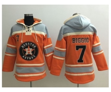 Houston Astros #7 Craig Biggio Orange Sawyer Hooded Sweatshirt MLB Hoodie