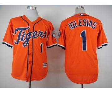 Men Detroit Tigers #1 Jose Iglesias Orange 2016 Official Cool Base Jersey