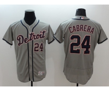 Men Detroit Tigers #24 Miguel Cabrera Majestic Gray Flexbase Authentic Collection Player Jersey