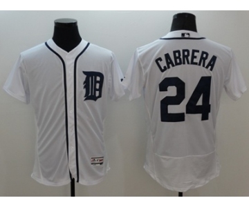 Men Detroit Tigers #24 Miguel Cabrera Majestic white Flexbase Authentic Collection Player Jersey