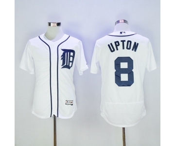 Men Detroit Tigers #8 Justin Upton Majestic White Flexbase Authentic Collection Player Jersey