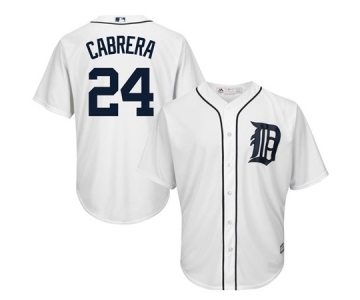 Men's Detroit Tigers #24 Miguel Cabrera Majestic White Cool Base Player Jersey