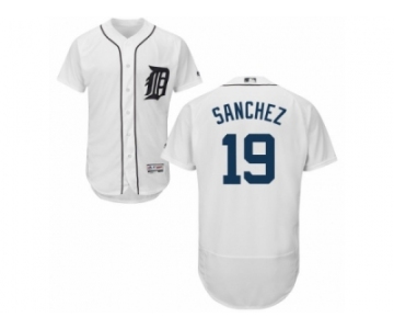 Men's Majestic Detroit Tigers #19 Anibal Sanchez White Flexbase Authentic Collection MLB Jersey